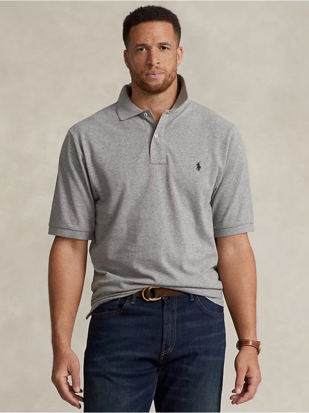 NWT Ralph Lauren Men's Heather Gray Polo Shirt with Embroidered Logo
